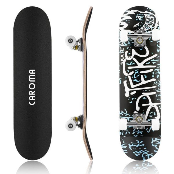 Caroma 31" Skill Skateboard Double Kick Skateboard Cruiser Longboard 9 Layers Solid Maple Deck Complete Skateboards for Teens an