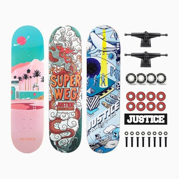 Professional Skateboard Old School Cruiser for Kids Adults Beginners Double Rocker Four Wheel Kick Scooter