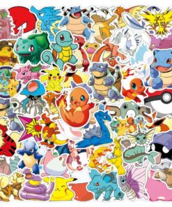 50pcs Kawaii Pokemon Anime Stickers Pikachu Stickers Laptop Suitcase Skateboard Guitar Phone Cartoon Stickers Kid Gift Toys