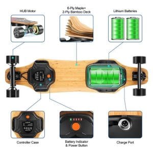 Alternative view of 97cm 450W*2 dual motors 5.0AH 97cm long board 4 wheel electric skateboard Dual-drive split longboard electric skateboard