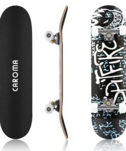 Caroma 31" Skill Skateboard Double Kick Skateboard Cruiser Longboard 9 Layers Solid Maple Deck Complete Skateboards for Teens an