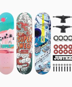 Professional Skateboard Old School Cruiser for Kids Adults Beginners Double Rocker Four Wheel Kick Scooter